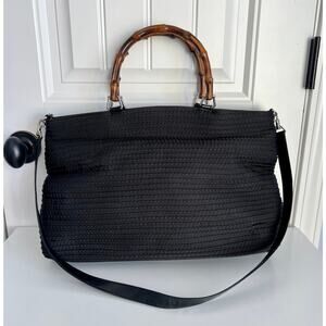 Gucci Bamboo Nylon Twill Two-Way Tote - Black - Authentic